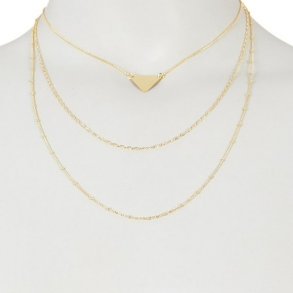 Triple Layer Geometric Gold Plated Necklace - Picture 1 of 4
